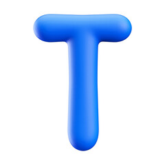 Blue 3D Bubble Font Letter T uppercase
