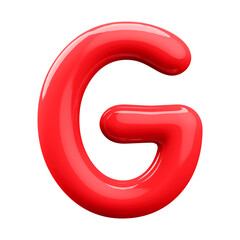 Red 3D Bubble Font Letter G uppercase