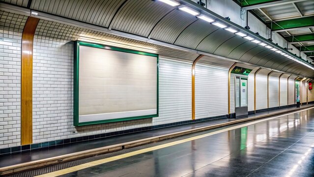 Empty billboard inside subway station in Paris , Paris, France, underground, transportation, advertising, blank, display