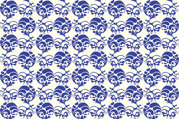 Seamless pattern with fountain in a blue circle  design