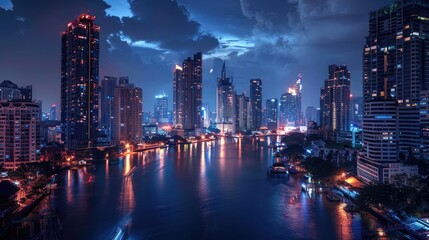 Obraz premium Dazzling City Lights Against the Night