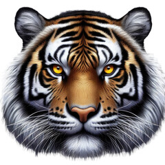 Fototapeta premium Tiger face on a white or transparent background.