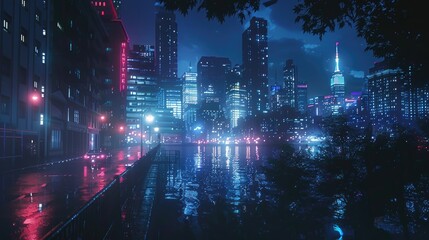 Obraz premium Dazzling City Lights Against the Night