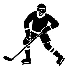 Minimalist Athlete Hockey Player Figure Sleek Vector Illustration