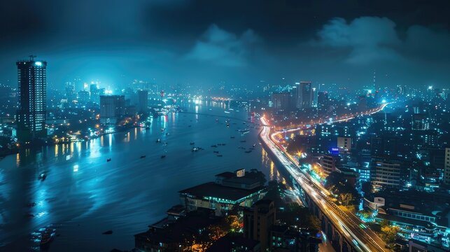 Dazzling City Lights Against the Night