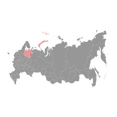 Arkhangelsk Oblast map, administrative division of Russia. Vector illustration.