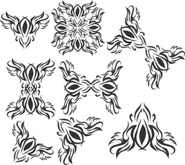 black and white floral frame tattoo pattern