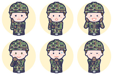 男性自衛隊員のポーズセット_04