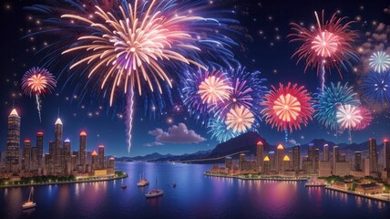 fireworks over the river