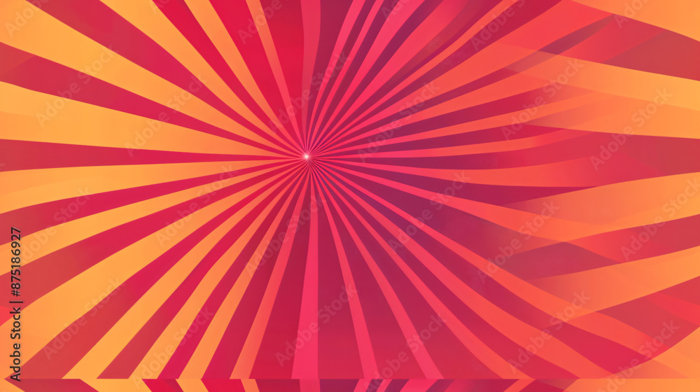 Fototapete Abstract background with rotating rays of red and orange converging, creating a dynamic and energetic visual