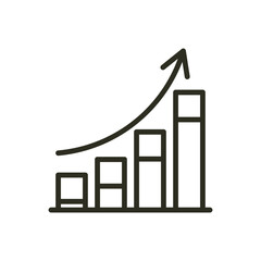 Business performance earning growth outline icon. Market demand progress vector icon. Progress bar. Growing success arrow graph illustration image