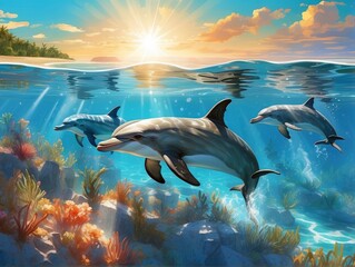 Obraz premium dolphins in the ocean