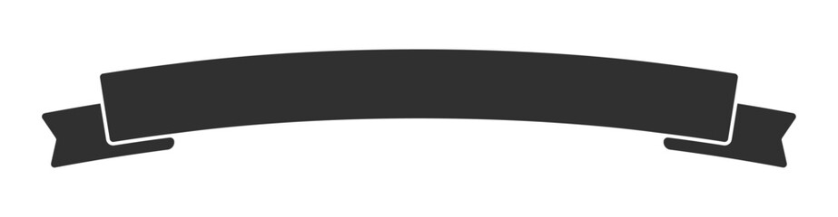 シンプルな横長の黒いリボン - かわいいフレーム･バナー･装飾のデザイン素材