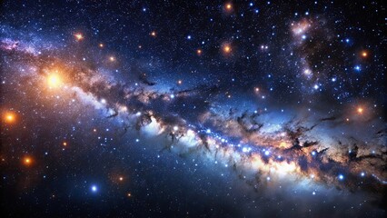 Obraz premium Dark cosmic sky filled with twinkling stars and distant galaxies, starry, night, universe, space, astronomy, celestial