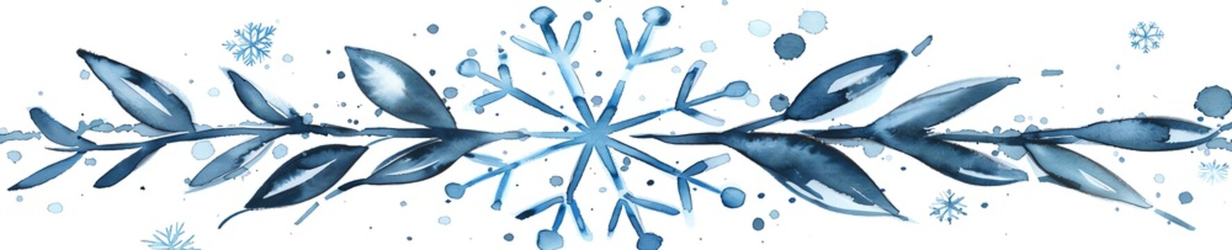 Watercolor illustration of a single snowflake descending gracefully, clipart style, isolate on white background, representing the delicate beauty of winter, ,