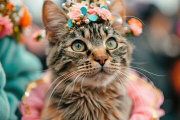Cute Cat with a Flower Crown