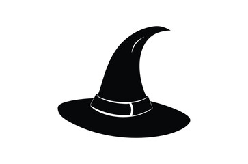 black witch hat , witch hat vector,   icon vector illustration, witch hat silhouette of a witch hat  isolated on a white background,  eps,  png,  svg,  vector, 