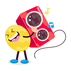A comic style sticker of music speaker 

