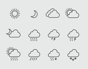 Set of weather icons flat vector design ,Contains symbols of the sun, clouds, snowflakes, wind, rainbow, moon and much more flat vector weather and meteorology for mobile and web application