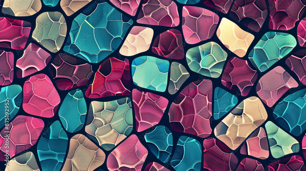 Poster Colorful abstract mosaic pattern background design showing a variety of shapes