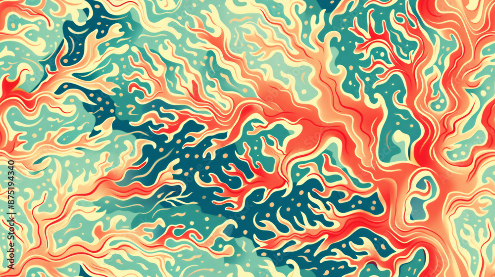 Aufkleber Abstract background with wavy lines flowing in psychedelic colors, creating a sense of movement and energy