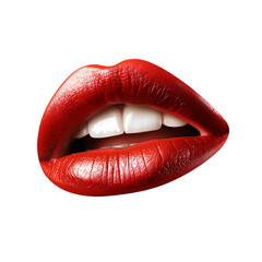 Obraz premium 3D mouth with red glossy lips on a white background