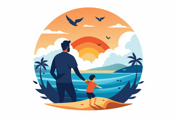 Father's Day silhouette image t-shirt design vector art illustration