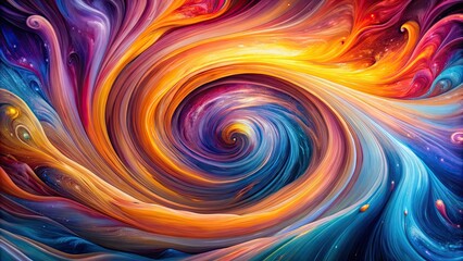 Fluid Vortex Panorama with Vibrant Abstract Swirls and Depth , vibrant, abstract, swirls, depth, colorful, dynamic