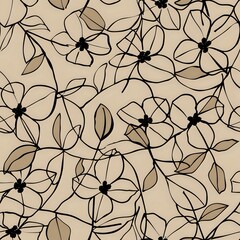 Linear style flower and leaf pattern for versatile use