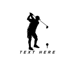 golf club logo silhouette of man in hat playing golf vector illustration