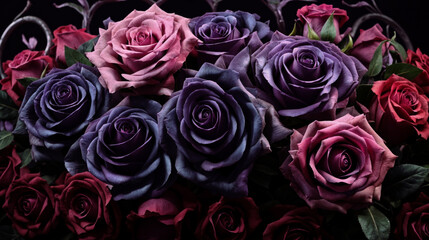 bouquet of pink roses background created with Generative AI technology