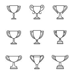 Trophy cup icons set. Trophy cup. Linear style.