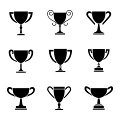 Trophy cup. Trophy cup icons set. Silhouette style.