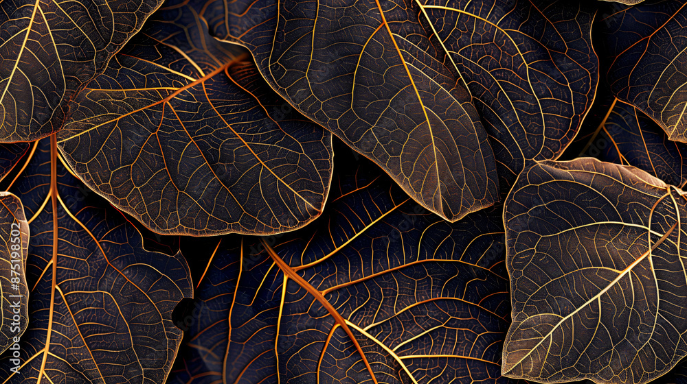 Poster the intricate veins of skeleton leaves are creating a stunning natural pattern