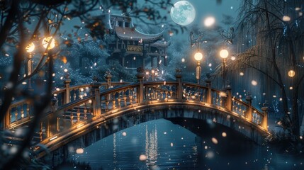 Scenic Bridge with a Romantic Background Atmosphere