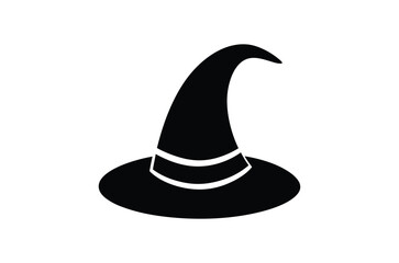 black witch hat , witch hat vector,   icon vector illustration, witch hat silhouette of a witch hat  isolated on a white background,  eps,  png,  svg,  vector, 