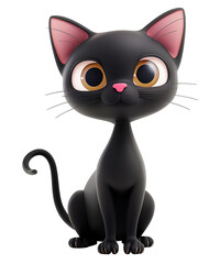 3d cartoon illustration of cute black cat

