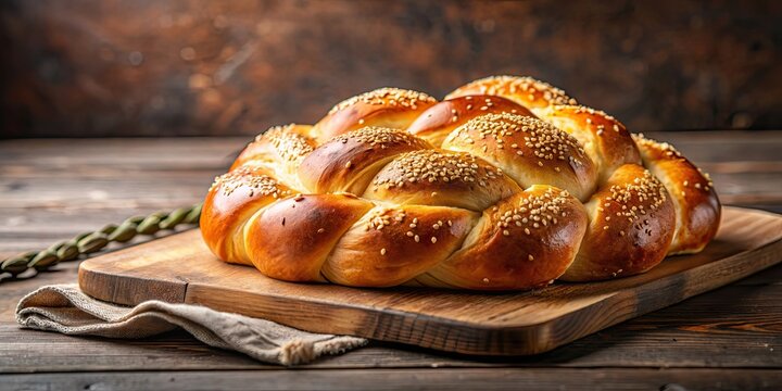 Fresh homemade single one challah bread on table for shabbat dinner, challah, bread, homemade, fresh, table, shabbat, dinner