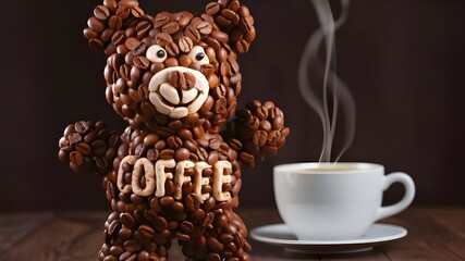 cup of coffee bear beans