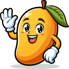 Smile mango mascot vector illustration, Mango Cartoon character On white background.