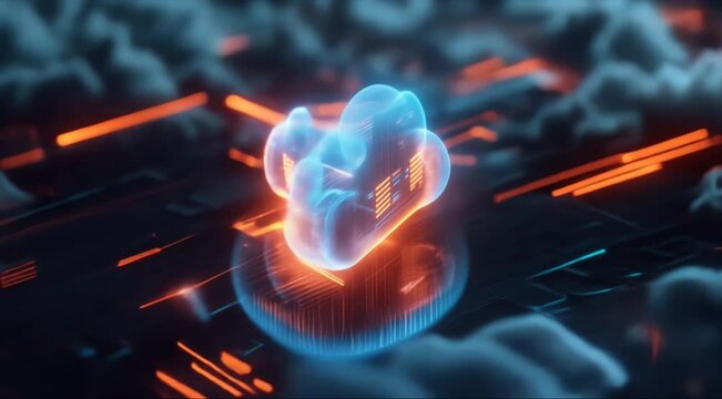 AI Cloud Storage Computing Concept Illustration. Generative AI