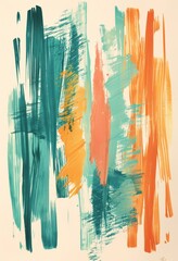 Fototapeta premium simple brushstrokes in teal and orange 