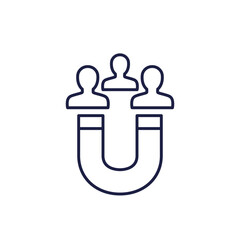 retention line icon with magnet and users
