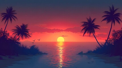 "Tropical Sunset Bliss: A Serene Island Escape"