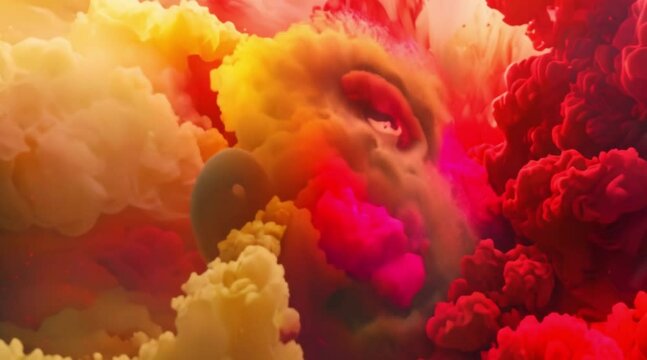 An exclusive HD view of  colourfull fire in the clouds