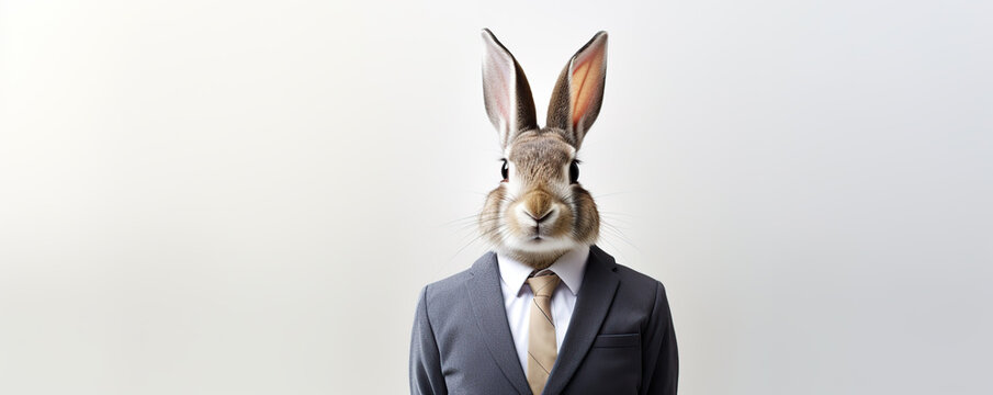 Rabbit In A Suit Looking Directly At The Camera