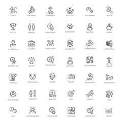 Business icon. Business icon set. Business people sign set. Linear style.