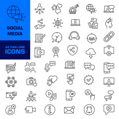 Social media icon. Social media icon set. Social network linear symbol.