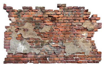 Obraz premium rustic brick wall, architectural element, realistic digital rendering, detailed texture, isolated on white background