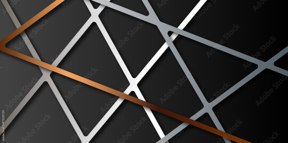 Canvas Prints abstract dark background with gold and silver dimension line background. abstract silver grey line m